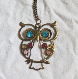 Brassy Owl with Pink Yellow Gold accents